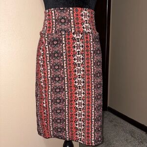 LuLaRoe Red and Black Patterned Skirt